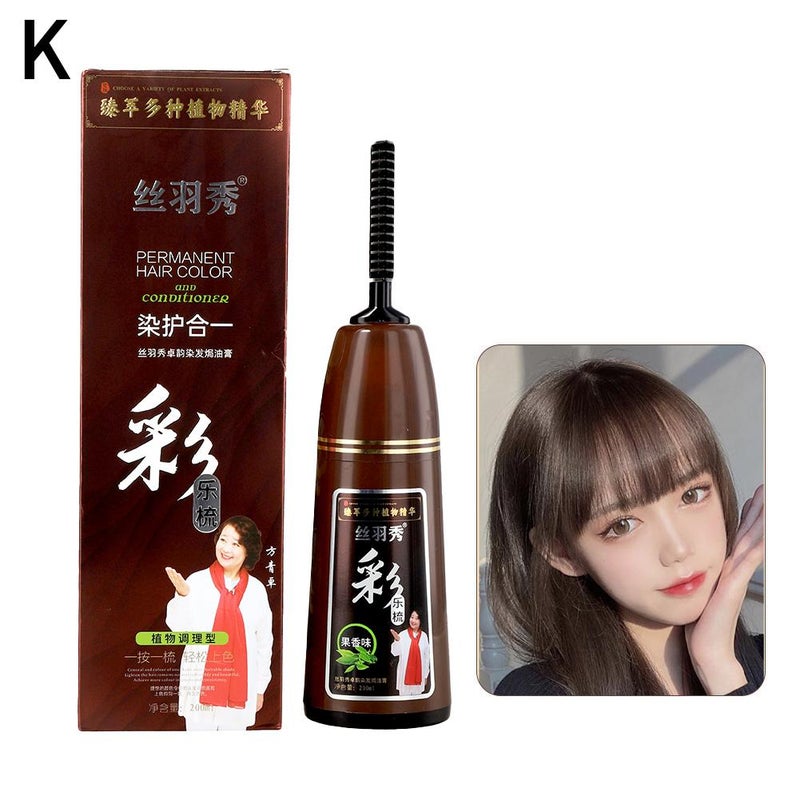 200ml Nanjing Tongrentang Pure Plant Hair Dye, Household Multi-Color Hair Dye with Whitening Cap, Foaming Hair Dye, Hair Coloring Comb, Hair Treatment Cream